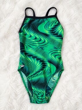 Speedo Women’s Size 32 One-Piece Swimsuit Green/Black – Excellent Condition